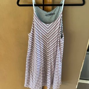 Pinkish/purple and white striped dress